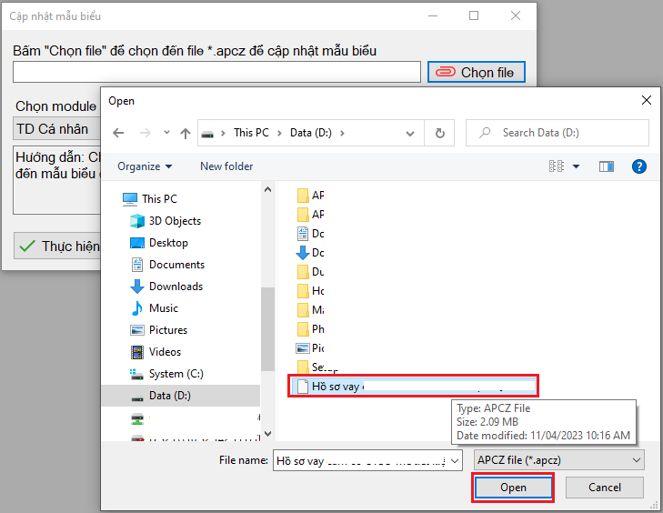 Chọn file apcz